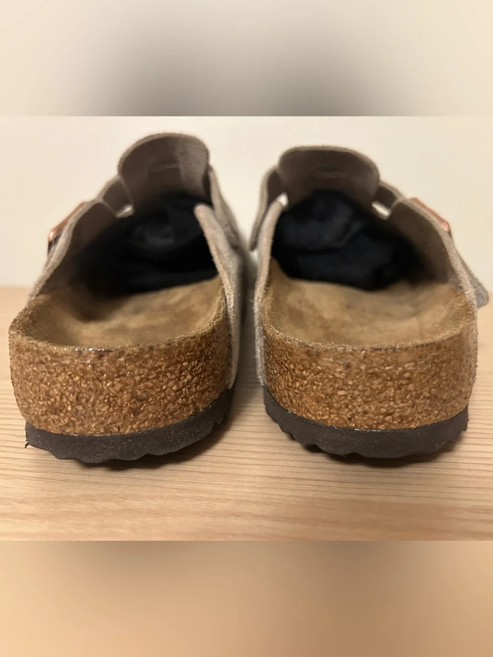 Birkenstock Boston Taupe Suede Leather Clogs Soft Footbed Size 42 Regular Width